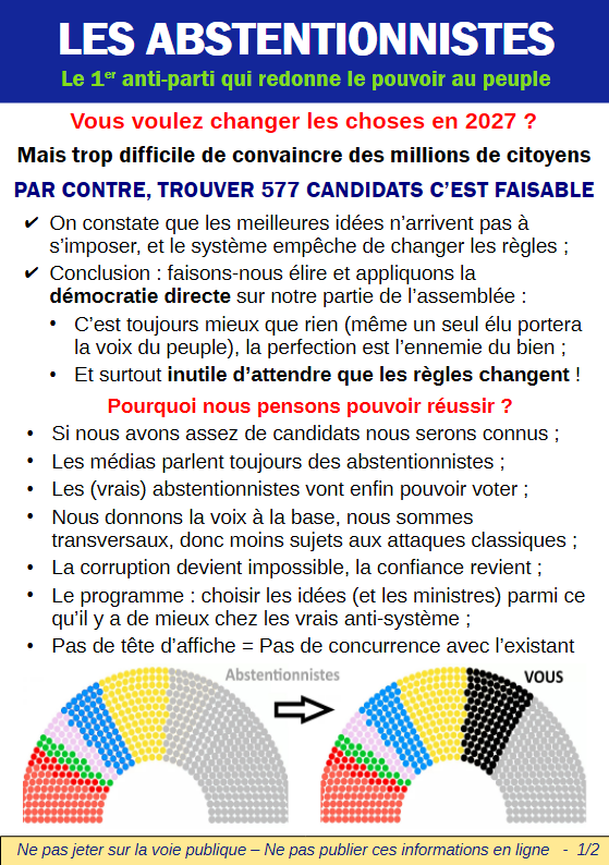 Recto du tract des Abstentionnistes - format A5