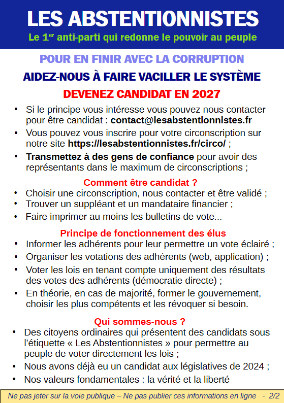 Verso du tract des Abstentionnistes - format A5